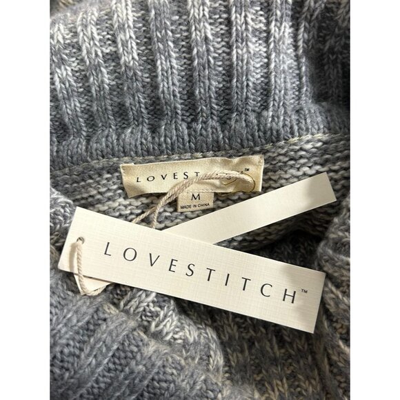 Lovestitch Jia Turtle Neck Hi-Low Sweater in Gray/Cream - Sz M - NWT - Picture 7 of 9
